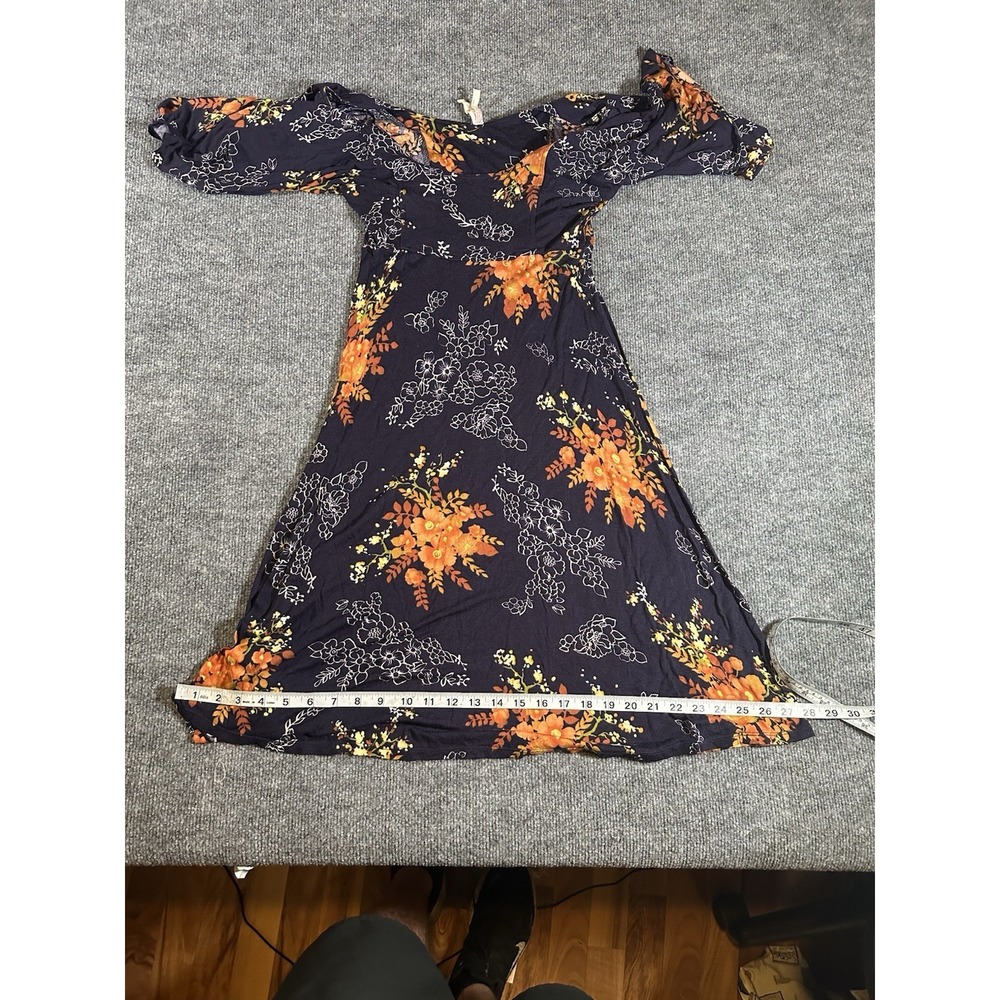 Maeve Anthropologie Women's Small Black Dress A Line Bell Flutter Sleeve Floral - Picture 4 of 7